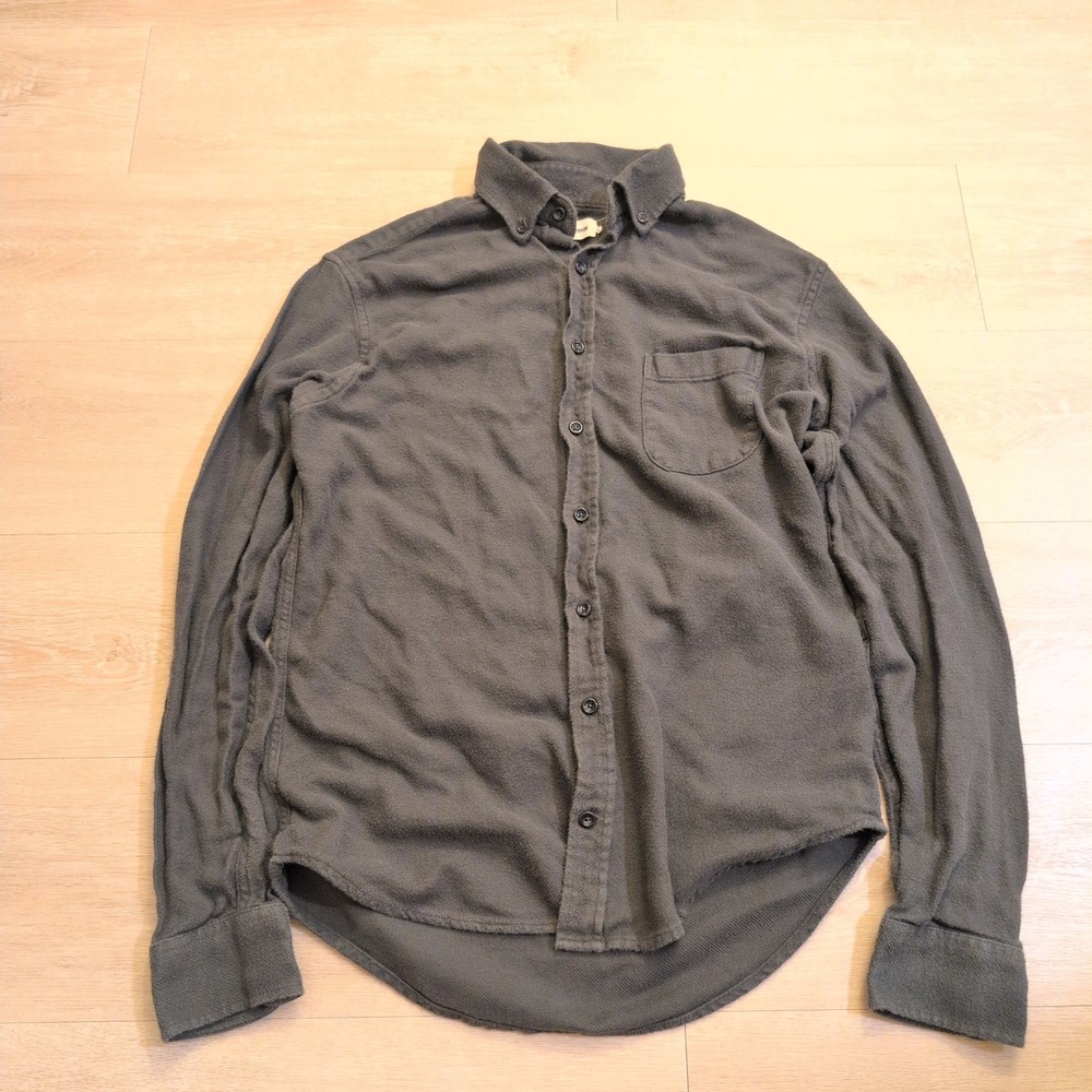 Taylor Stitch Mens Small Heavy Cotton Twill Button Down Shirt Gray Size 38